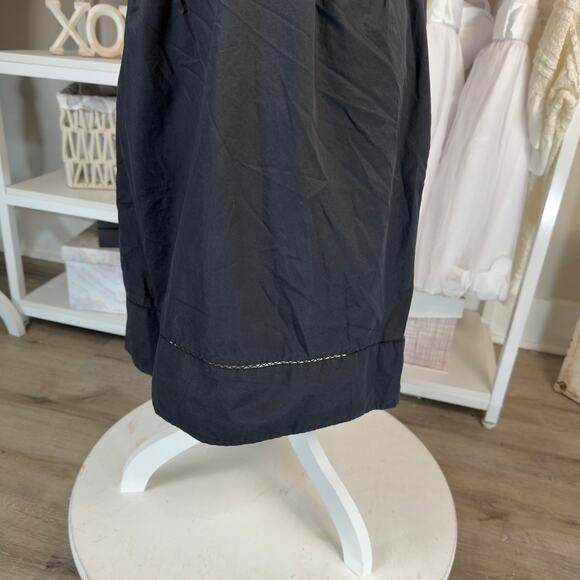 Ann Taylor Loft sz. 8 little black cotton dress ruffle summer, side zip #3805 - Picture 6 of 7